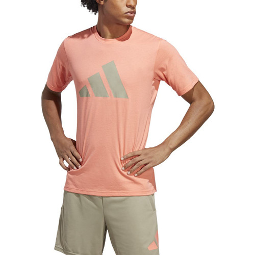 adidas Men's Training Essentials Feel Ready Logo T-Shirt, Coral Fusion/Silver Pebble, X-Large