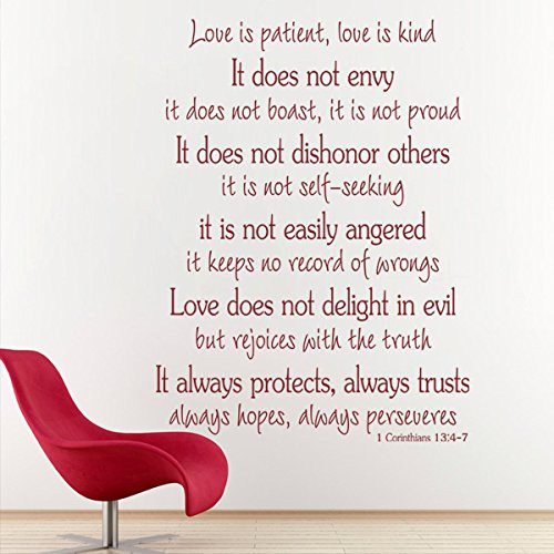 Love is Patient, Love is Kind - 1 Corinthians 13 - Stair CASE - Bible Wall Decal Vinyl Religious Wall Quote Christian Wall Sticker Home Art Decor