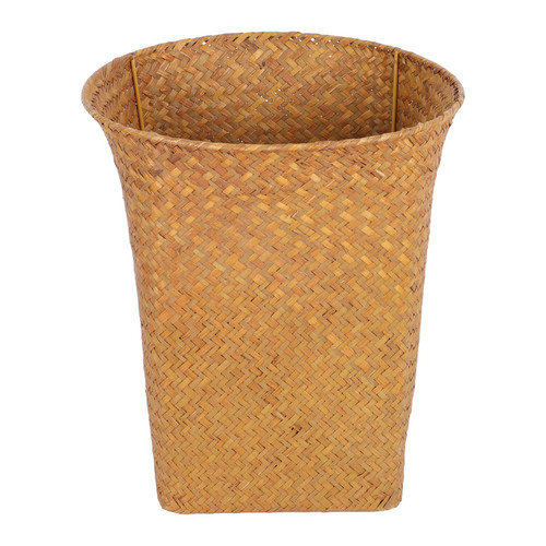 Cabilock Seagrass Waste Basket Hand Woven Trash Can Garbage Container Bin Rattan Wicker Laundry Hamper Plant Pot Holder Sundries Storage Basket for Kitchen Bathroom Office Home