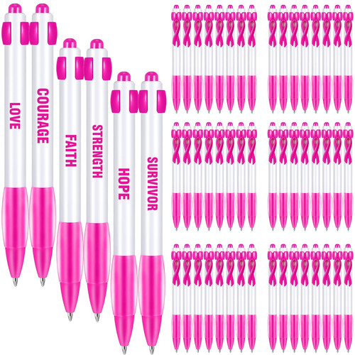 PerKoop Breast Cancer Awareness Pens Pink Ribbon Retractable Pen Bulk Hope Faith Strength Black Ink Pens Survivor Gifts Breast Cancer Awareness Items Office Supplies Women Gift(96 Pieces) PerKoop Breast Cancer Awareness Pens Pink Ribbon Retractable Pen Bulk Hope Faith Strength Black Ink Pens Survivor Gifts Breast Cancer Awareness Items Office Supplies Women Gift(96 Pieces)