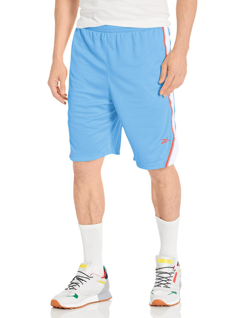 Reebok Men's Standard Workout Ready Shorts, Essential Blue/Coral, Large
