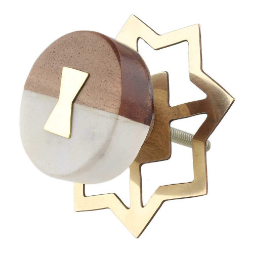 Indian Shelf 4 Pack Door Knobs|Flat Modern Cabinet Knobs|Brown & White Knobs for Dresser Drawers Kids|Stone Dresser Door Knobs|Vintage Drawer Pulls & Knobs for Dresser|Bar Pulls for Cabinets