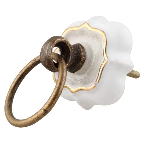 Indian Shelf 4 Pieces Dresser Knobs Vintage | Solid Bathroom Vanity Knobs and Pulls | Cream Drawer Pulls for Dressers | Ceramic Knobs | Cabinet Knobs Unique | Dresser Drawer Knobs