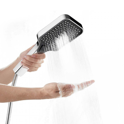 Hand Held Shower Head with Long Hose, Rainshower Showerhead & Detachable Handheld - Waterfall Shower, Massaging Showerhead & Multifunction Shower Head, High-Pressure Shower Head (Chrome Silver)