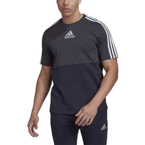 adidas Men's Essentials Colorblock Tee, Carbon/Ink/Black, Small