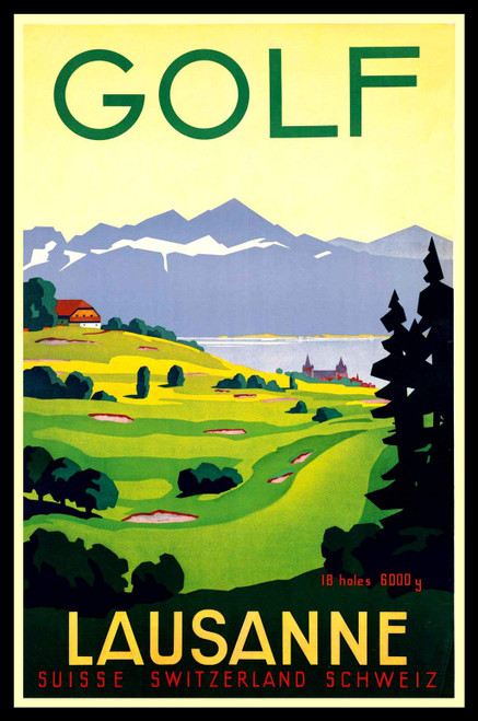 Golf Lousanne Switzerland Travel Poster Fridge Magnet 6x8 Large (6x9)