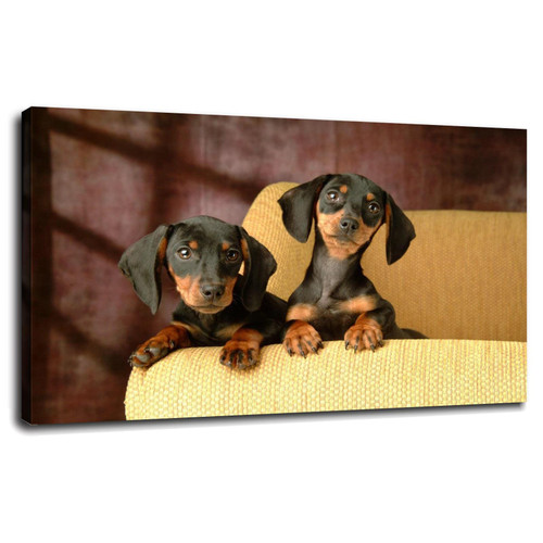 Lzacvbw DACHSHUNDS DOG GLOSS POSTER PRINT Canvas Prints Poster Wall Art For Home Office Decorations With Framed 13"x8"