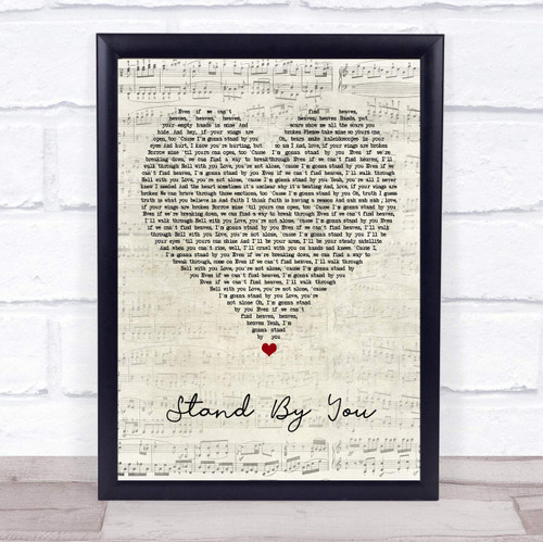 Stand by You Script Heart Song Lyric Quote Music Poster Gift Present Art Print