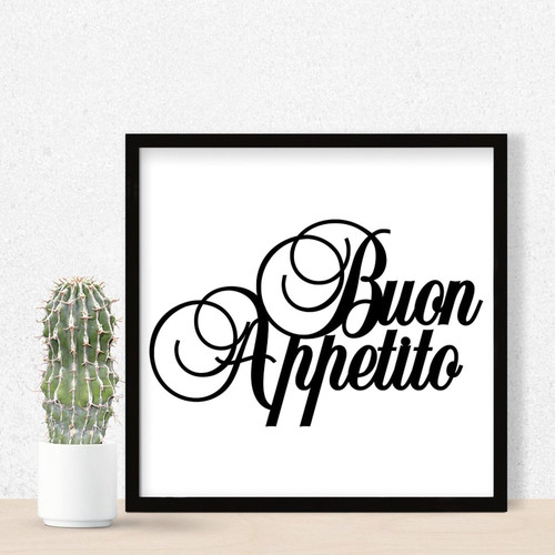 Buon Appetito Wood Framed Sign Wall Art Decorative Rustic Signs Quotes Wooden Sign for Shelf Home Front Porch 7x7in