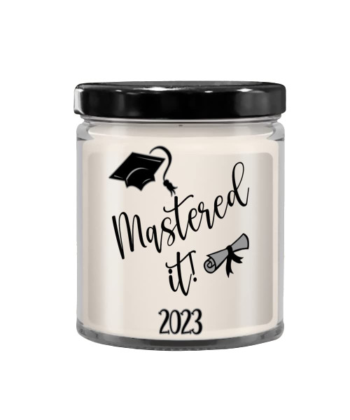 Mastered It 2023 Candle Masters Degree Graduation Keepsake for MBA Grad Graduates Graduating Students 9 Oz. Vanilla Scented Soy Wax