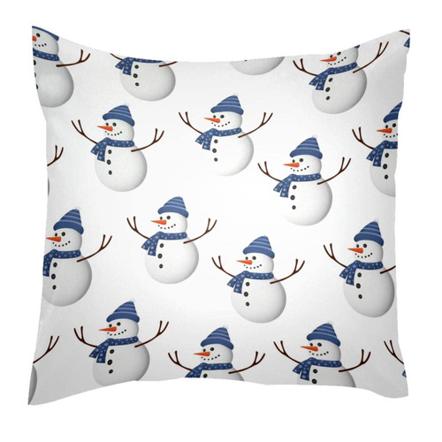 LORVIES Snowman Pattern Throw Pillow Covers 20 x 20 inches, 2 Pack Square Farmhouse Pillowcase, Velvet Cushion Case for Sofa Bedroom Home Decor