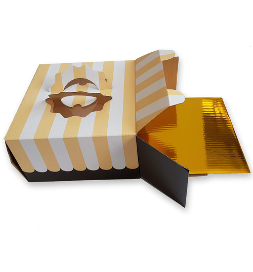 Cookeezz Couture - Cake Boxes 10 x 10 x 6", Colored Corrugated Cake Box Great for Easy Transport of Cakes, Pies,Wending Cakes or Large Cakes - 6 Pack E-Flute Boxes Also Included with 6 Cake Boards