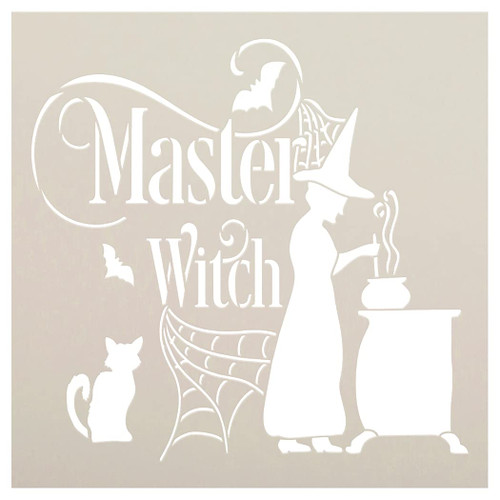 Master Witch Stencil by StudioR12 | DIY Autumn Halloween Spiderweb Home Decor | Craft & Paint Fall Wood Sign | Reusable Mylar Template | Select Size (12 inches x 12 inches)