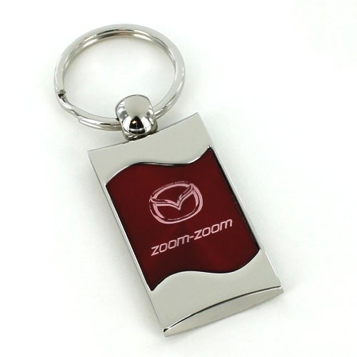 Mazda Zoom Zoom Red Spun Brushed Metal Key Chain