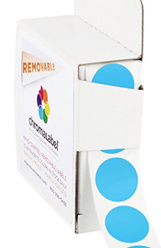 ChromaLabel 3/4 inch Removable Color-Code Dot Labels | 1,000/Dispenser Box (Light Blue)