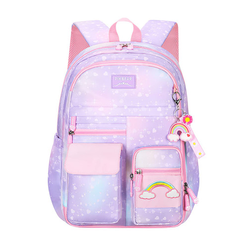 Aeafvot Cute Backpack Travel Backpacks Bookbag for Boys Girls Rainbow Gradient School Backpack Durable Water Resistant Purple Small