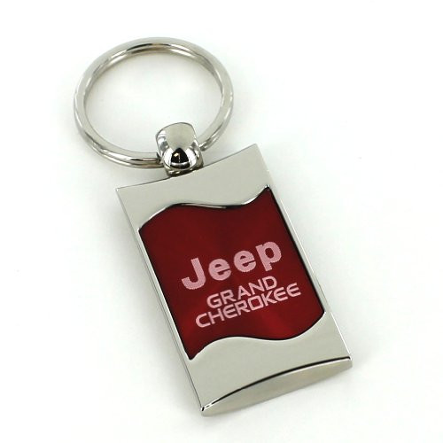 Jeep Grand Cherokee Red Spun Brushed Metal Key Chain