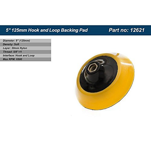 GP12621 Hook and Loop Rotary Backing Pad with 5/8''-11 Thread, Sanding, Polishing Backer/Diameter 5 inch