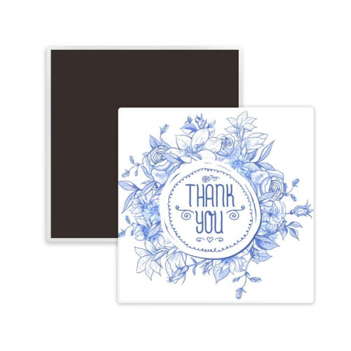 Blue Flowers Plants Pattern Rose Square Ceramics Fridge Magnet Keepsake Memento