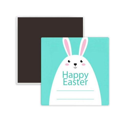 Happy Easter Festival Blue Bunny Pattern Square Ceramics Fridge Magnet Keepsake Memento