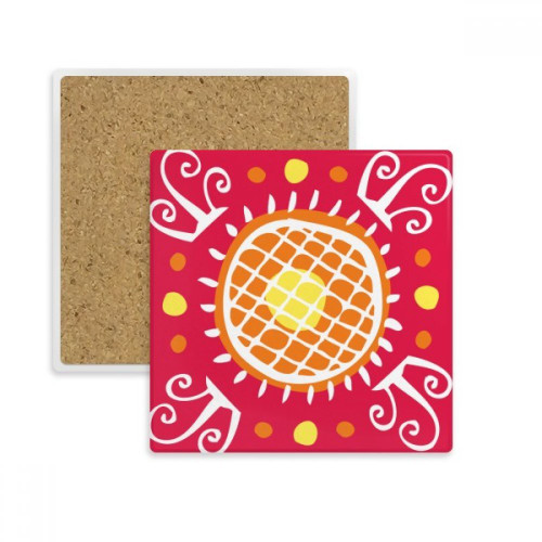 Sunflower Mexico Totems Ancient Civilization Square Coaster Cup Mat Mug Subplate Holder Insulation Stone