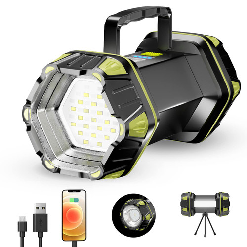 Bochaos LED High Power Rechargeable Flashlight, 8 Light Modes Portable Handheld Spotlight Camping Lantern, 4800mAh Power Bank, Waterproof, Emergency Flashlight Lantern for Outdoor?USB Cable Included