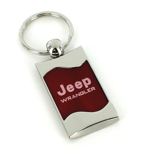 Jeep Wrangler Red Spun Brushed Metal Key Chain