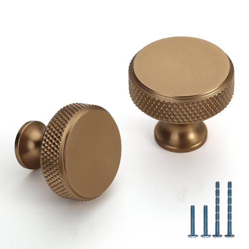 ROMATEE Champagne Bronze Cabinet Knobs 10pack,Knurled Dresser Knobs Drawer Pulls Cabinet Round Kitchen Cabinet Hardwares for Cabinets and Drawers