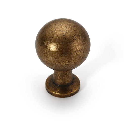 Amerdeco 10 Pack Antique Brass Cabinet Knobs Single Hole Cabinet Pulls Round Kitchen Cabinet Knobs Solid Drawer Knobs Dresser Knobs and Pulls for Bathroom Cabinets ZH0041