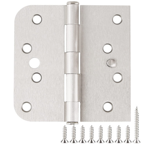 18 Pack Brushed Nickel Door Hinges 4 Inch Interior/Exterior Door Hinges Satin Nickel Door Hinges 4" Square Rounded 5/8" Radius Corner Silver Hinges for Doors Security Front 4 in Hinge Door Hardware