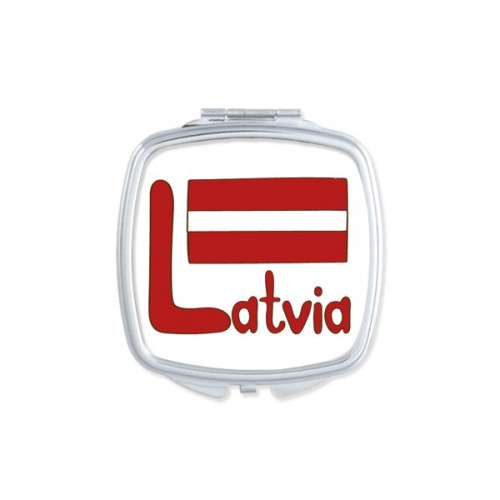 Latvia National Flag Red Pattern Square Mirror Portable Compact Pocket Makeup Double Sided Glass