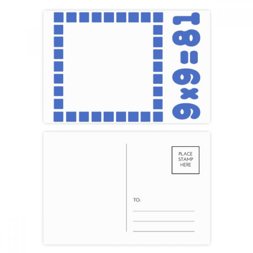 Square Area Blue Illustration Pattern Postcard Set Birthday Mailing Thanks Greeting Card