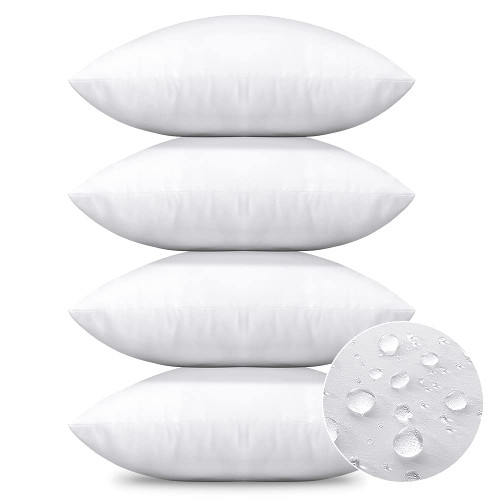 Soleebee Water Resistant Throw Pillow Inserts, Square Set of 4 Decorative Throw Pillow Inserts, 18 x 18 Inches Hypoallergenic Couch Cushion Sham Stuffer