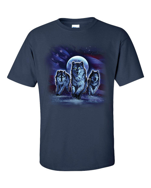 Trenz Shirt Company American Wolfpack Unisex Short Sleeve T-shirt-Navy-4XL Trenz Shirt Company American Wolfpack Unisex Short Sleeve T-shirt-Navy-4XL
