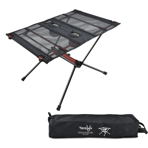 Tentock Portable Aluminium Camping Table Lightweight Outdoor Foldable Table Compact Garden Table with Cup Holder for Picnic Hiking Beach BBQ Fishing Backyards