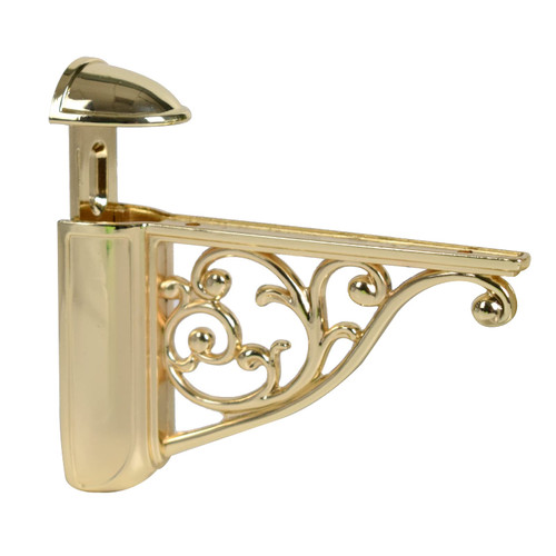 Glass Shelf Brackets 5 Inch 2PCS Heavy Duty Polished Brass Wall Bracket Baroque Kitchen Decorative Rack Shelves, Gold Adjustable Shelf Brackets. (2,Gold)
