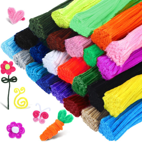 2000 Pcs Pipe Cleaners Chenille Stems Assorted 20 Colors Rainbow DIY Art Craft Supplies Chenille Pipe for Crafts Sticks Crafts Project Decorations, 6 mm x 12 Inch