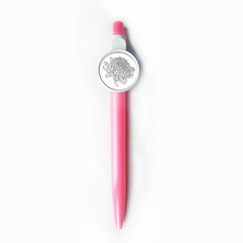 Flower Plant Chrysanthemum Outline Rollerball Tip Blue Retractable Pen Write Stationery