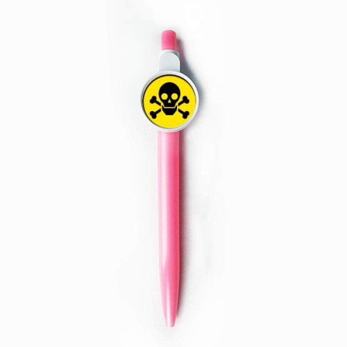 Danger Chemical Toxic skull Symbol Rollerball Tip Blue Retractable Pen Write Stationery