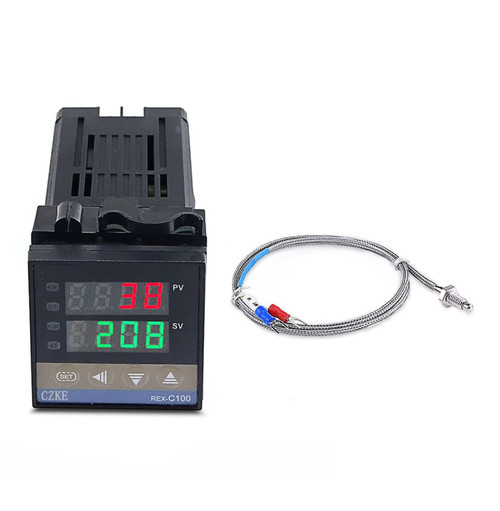 TPUOTI Digital 220V PID REX-C100 Temperature Controller + max.40A SSR+K Thermocouple PID Controller Set + Heat Sink (Color : REX-C100 thermocoupl)