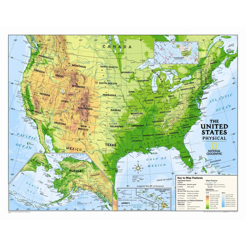 Gifts Delight Laminated 24x24 Poster: Physical Map - National Geographic Maps Kids Physical USA Wall Map Graded 4-12 Wayfair