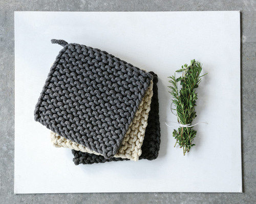 Creative Co-Op Square Cotton Crocheted Pot Holder (Set of 3 Colors) Potholders, L x W x H, Multi