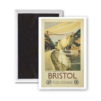 Bristol - Clifton Suspension Bridge GWR LMS - 3x2 inch Fridge Magnet - large magnetic button