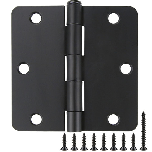 12 Pack Black Door Hinges Black Matte Black Hinges for Doors 3 1/2 Interior Door Hinges 3.5"x3.5 Inch Hinges Rounded 1/4" Raidus Standard Residential Bedroom Door Hinge Sturdy Door Hardware