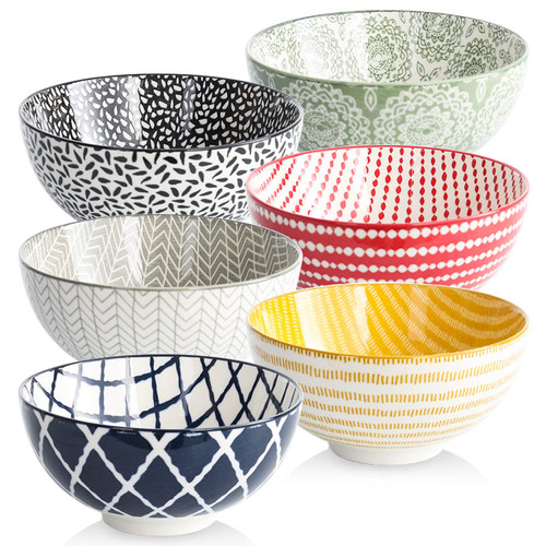 QFULL Ceramic Cereal Bowl, Set of 6 Porcelain Bowls for Soup, Salad, Rice, Pasta - Porcelain Bowl Set, 22 oz Vibrant Color Bowls for Kitchen - Microwavable Ceramic Bowls, Soup Bowls, Bowl Sets QFULL Ceramic Cereal Bowl, Set of 6 Porcelain Bowls for Soup, Salad, Rice, Pasta - Porcelain Bowl Set, 22 oz Vibrant Color Bowls for Kitchen - Microwavable Ceramic Bowls, Soup Bowls, Bowl Sets