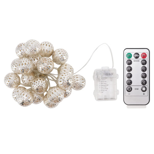 Battery Operated 20 LED String Lights, Festival String Lights 2m String 20 Bulbs Warm White 8 Modes Metal Globe LED Lights Silver for Party Garden Decoration, decorative lights globe string chris