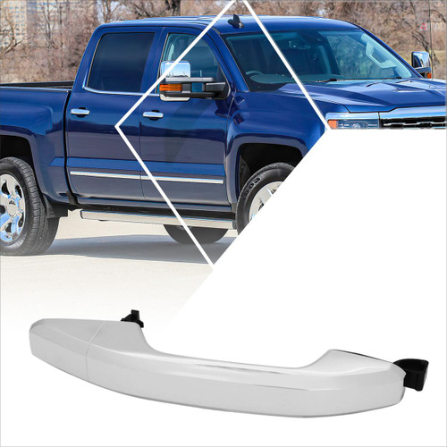 PM PERFORMOTOR Front Right Passenger Side Door Pull Handle Compatible with 14-18 Chevy Silverado GMC Sierra 1500,Chrome