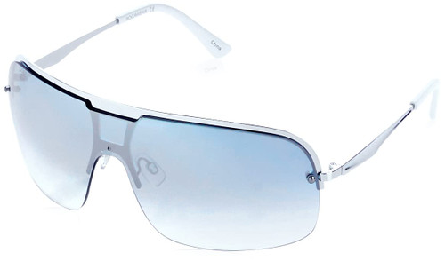 Rocawear mens R1487 Mod UV Protective Metal Vented Shield Sunglasses Gifts for Men with Flair 80 mm, Silver & White, mm US