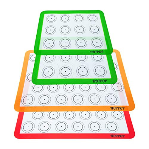 Set of 4 Reusable Silicone Macaron Baking Mats 0.75mm (2 Half Sheet Liners and 2 Quarter Sheets),Non Stick Silicon Liner for Bake Pans & Rolling - Macaron/Pastry/Cookie/Bun/Bread Making Set of 4 Reusable Silicone Macaron Baking Mats 0.75mm (2 Half Sheet Liners and 2 Quarter Sheets),Non Stick Silicon Liner for Bake Pans & Rolling - Macaron/Pastry/Cookie/Bun/Bread Making
