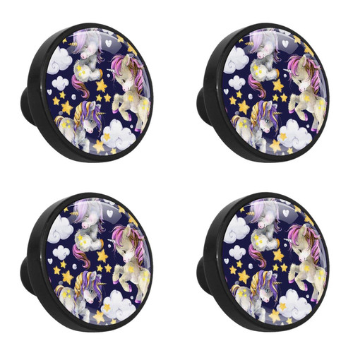 4pcs Cabinet Door Knobs Cute Cartoon Unicorn Clouds Stars Pulls Handles Cupboard Handles Drawer Wardrobe